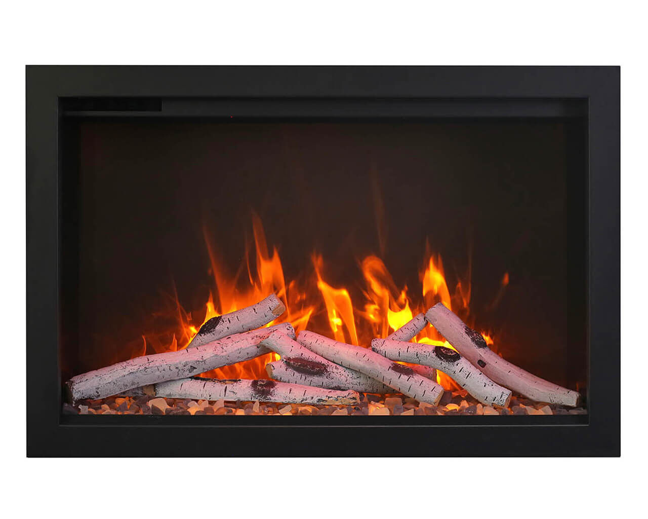 Amantii Smart 33” Fireplace – Includes a steel trim, glass inlay, 10 piece log set with remote and cord