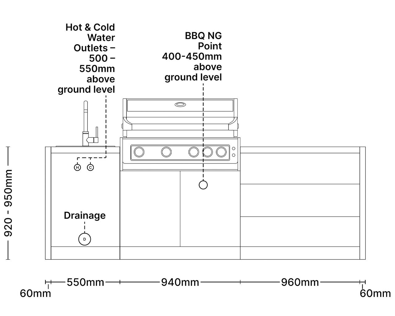 Alfresco Kitchen Co with Deluxe Beefmaster 4 Burner Built-In BBQ ,Single Sink Module and a Double Drawer Module, , hi-res