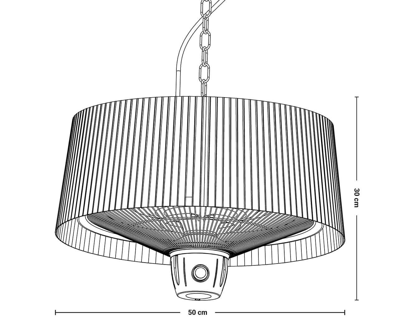 Sunred Artix Compact Hanging Electric Patio Heater - 1500W, , hi-res