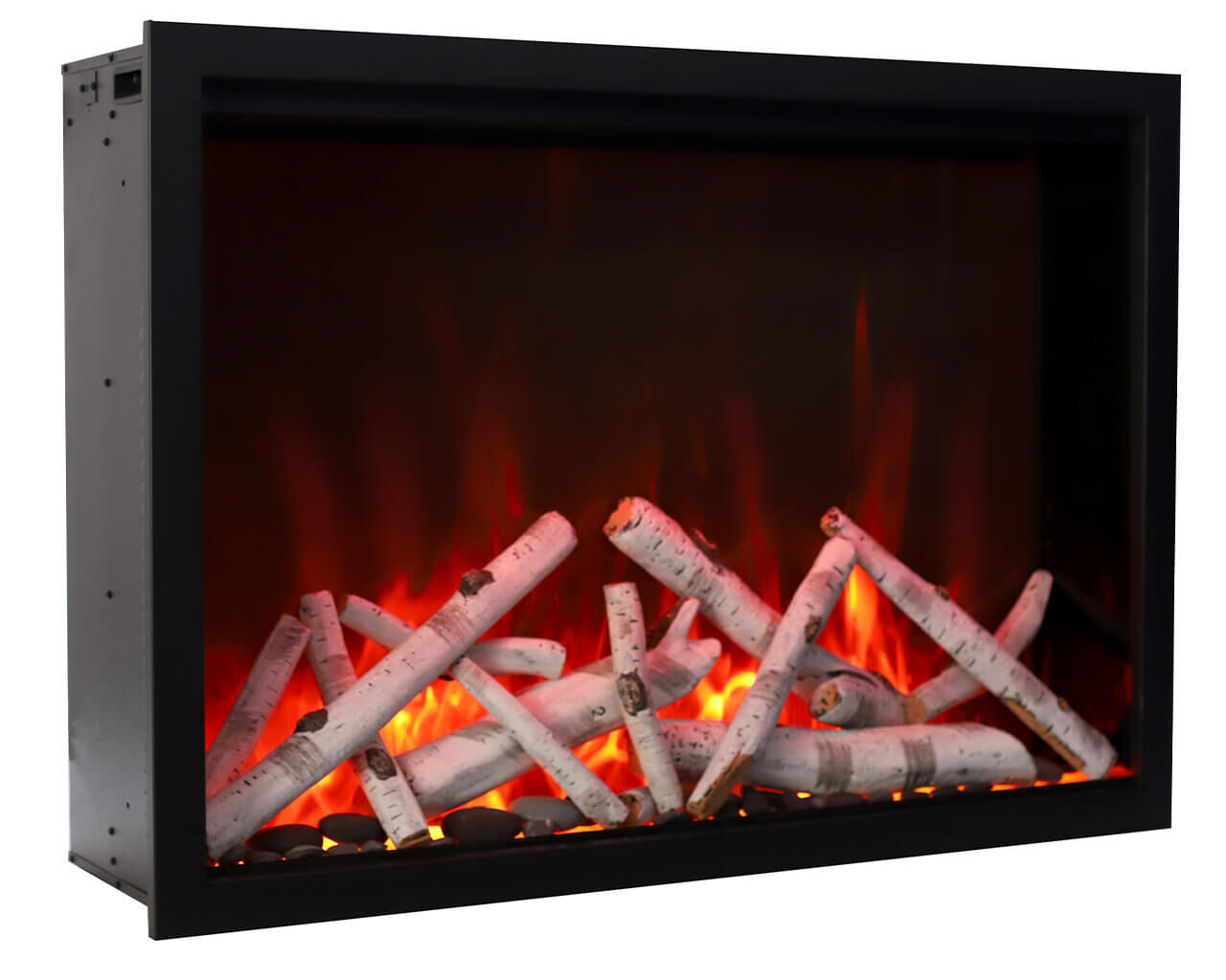 Amantii Smart 44” Fireplace – includes a steel trim, glass inlay, 20 piece log set with remote and cord, , hi-res