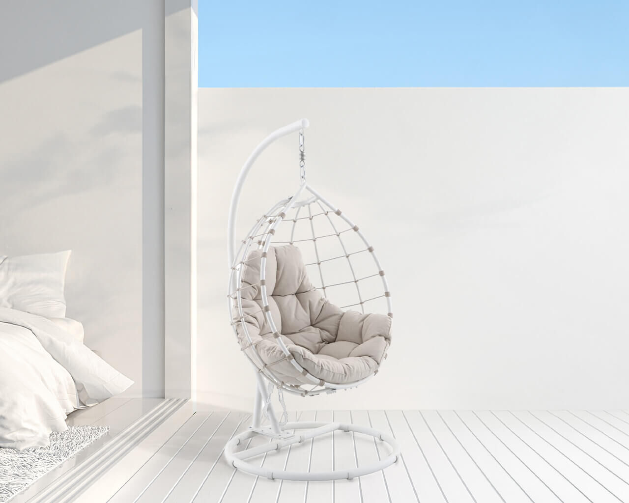 Evolve Hanging Egg Chair - White, White, hi-res