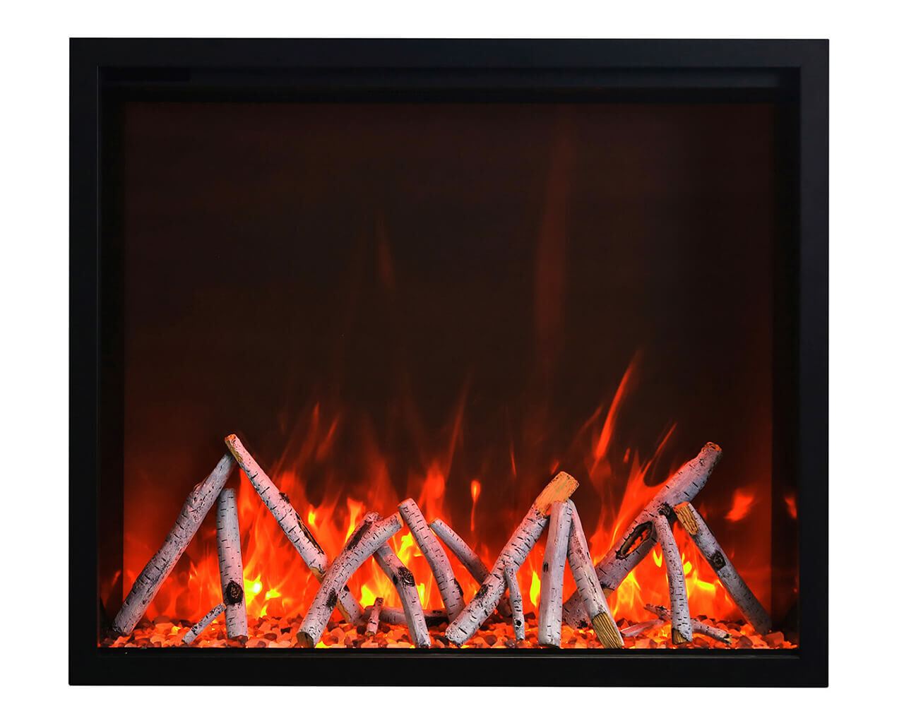 Amantii Smart 48” Fireplace – includes a steel trim, glass inlay, 20 piece log set with remote and cord