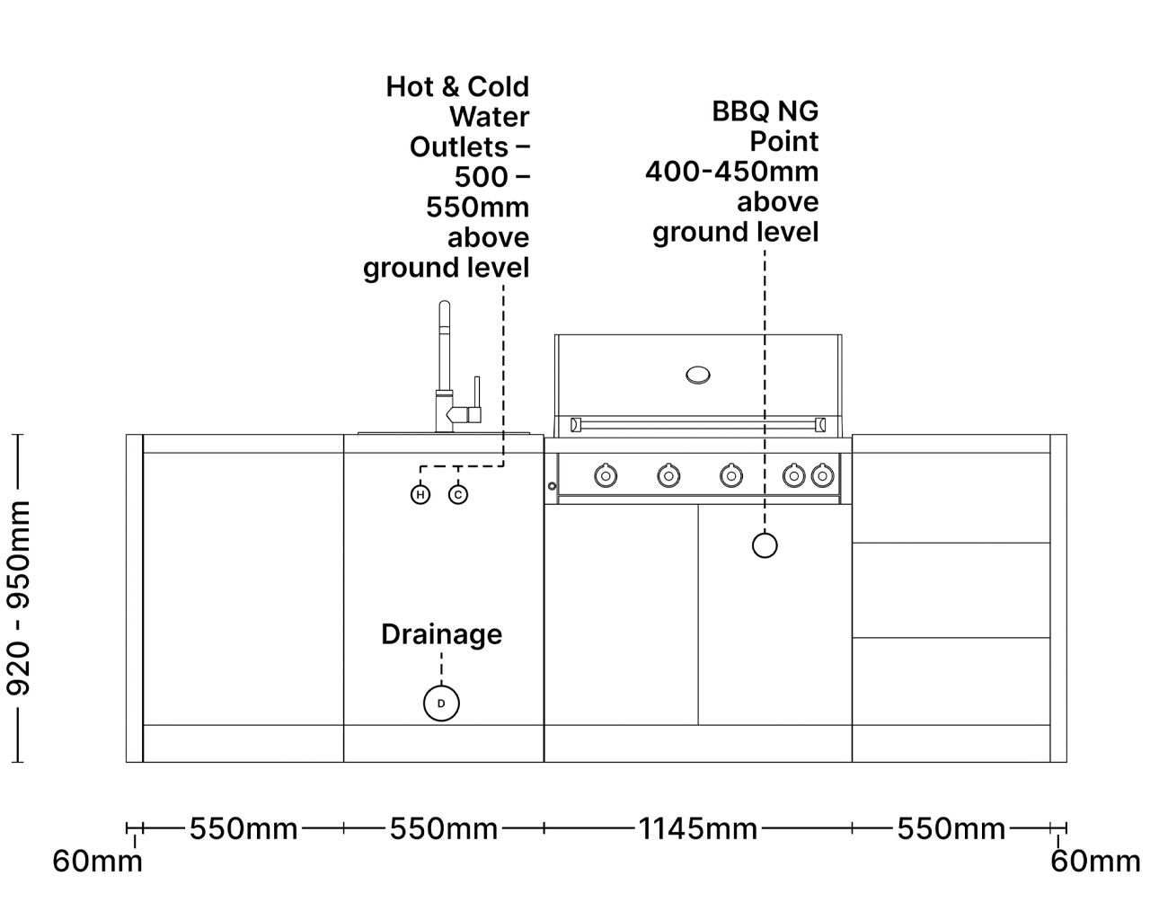 Alfresco Kitchen Co with Ziegler and Brown Grand Turbo 4 Burner Built-In BBQ ,Single Drawer Module, Single Sink, And Single Storage Module, , hi-res