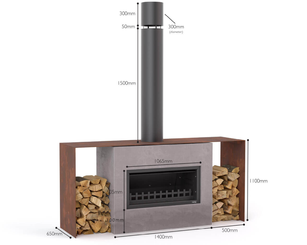 Trendz Mini Burton Fireplace with Steel Wood Boxes, , hi-res