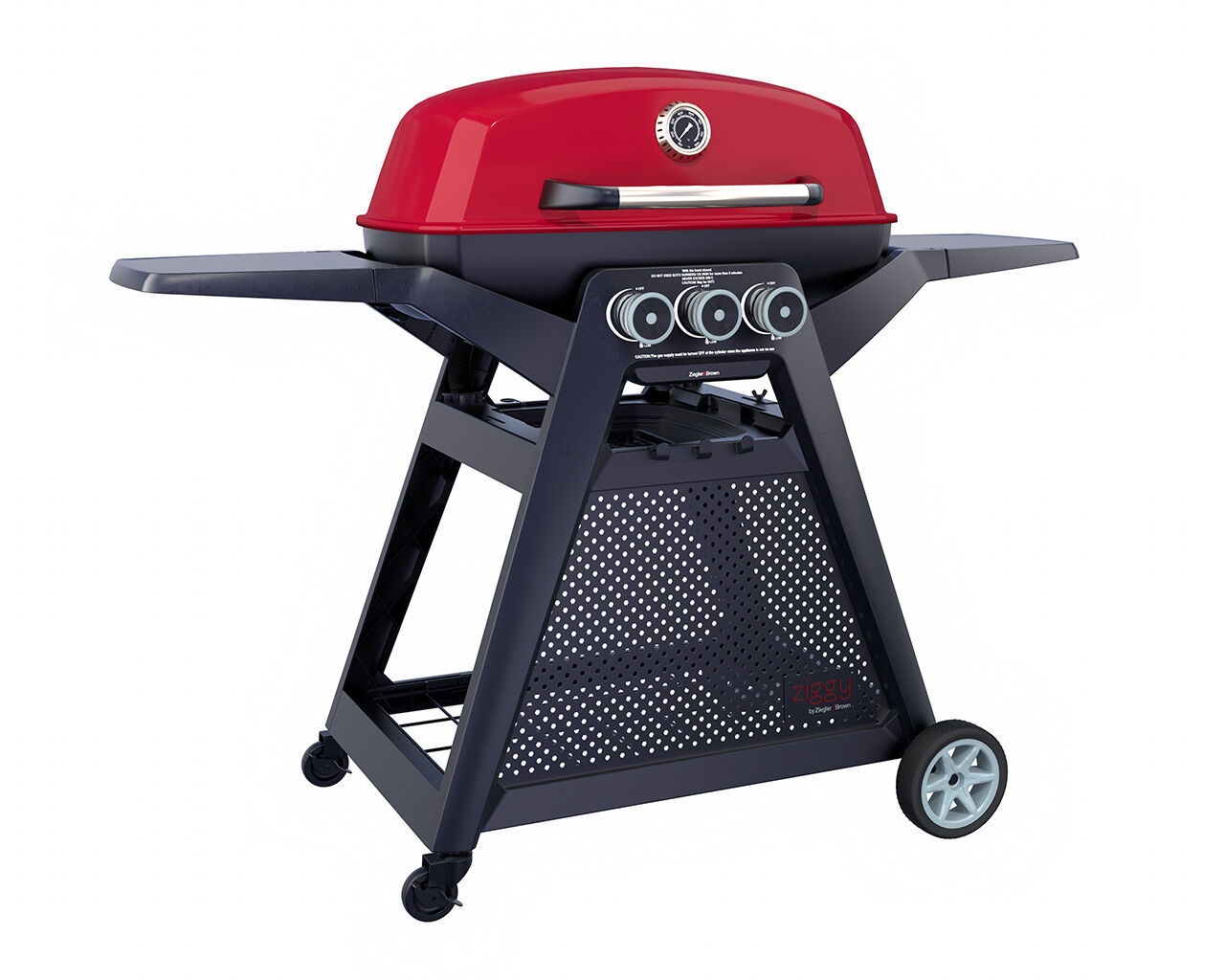 Ziggy Elite Triple Grill LPG BBQ on Cart (Chilli Red), Chilli Red, hi-res