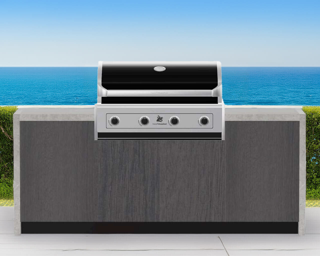 Alfresco Kitchen Co with Beefmaster 4 Burner Built-In BBQ and Two Single Storage Modules, , hi-res