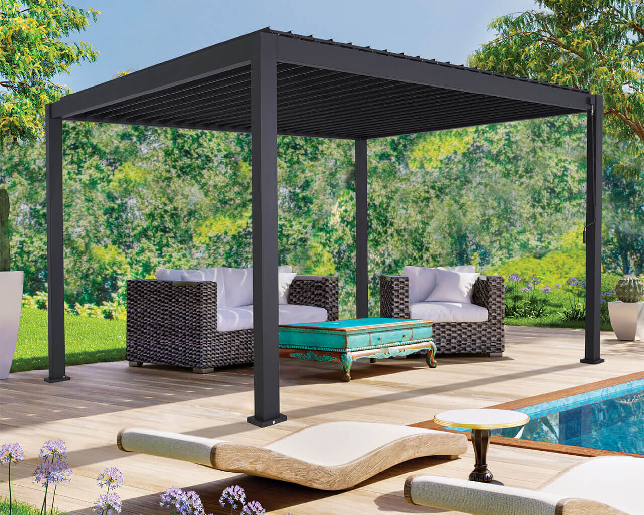 Coolaroo Fairhaven Semi-Permanent Louvred Gazebo, , hi-res