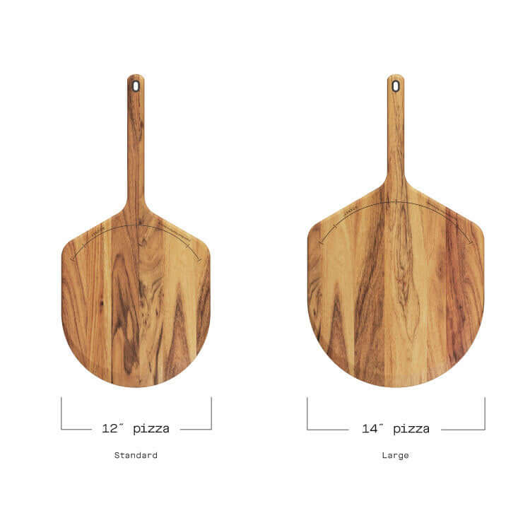 Acacia Wood Pizza Peel & Server Size Comparison