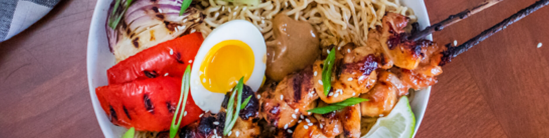 Budget BBQ Recipe Skewers With Peanut Sauce and Noodles