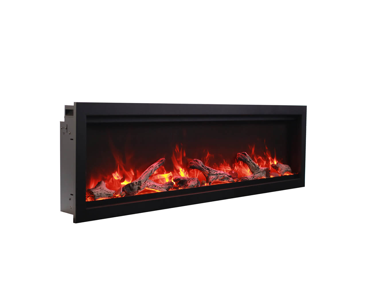 Amantii Smart 34" Clean face Electric Built-in with log and glass, black steel surround, , hi-res image number null