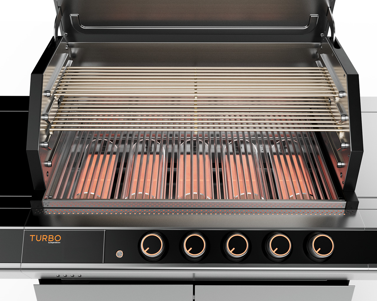 Ziegler & Brown Turbo Q Series Elite 5 Burner BBQ on Cart with Side Burner & Drawer, , hi-res image number null