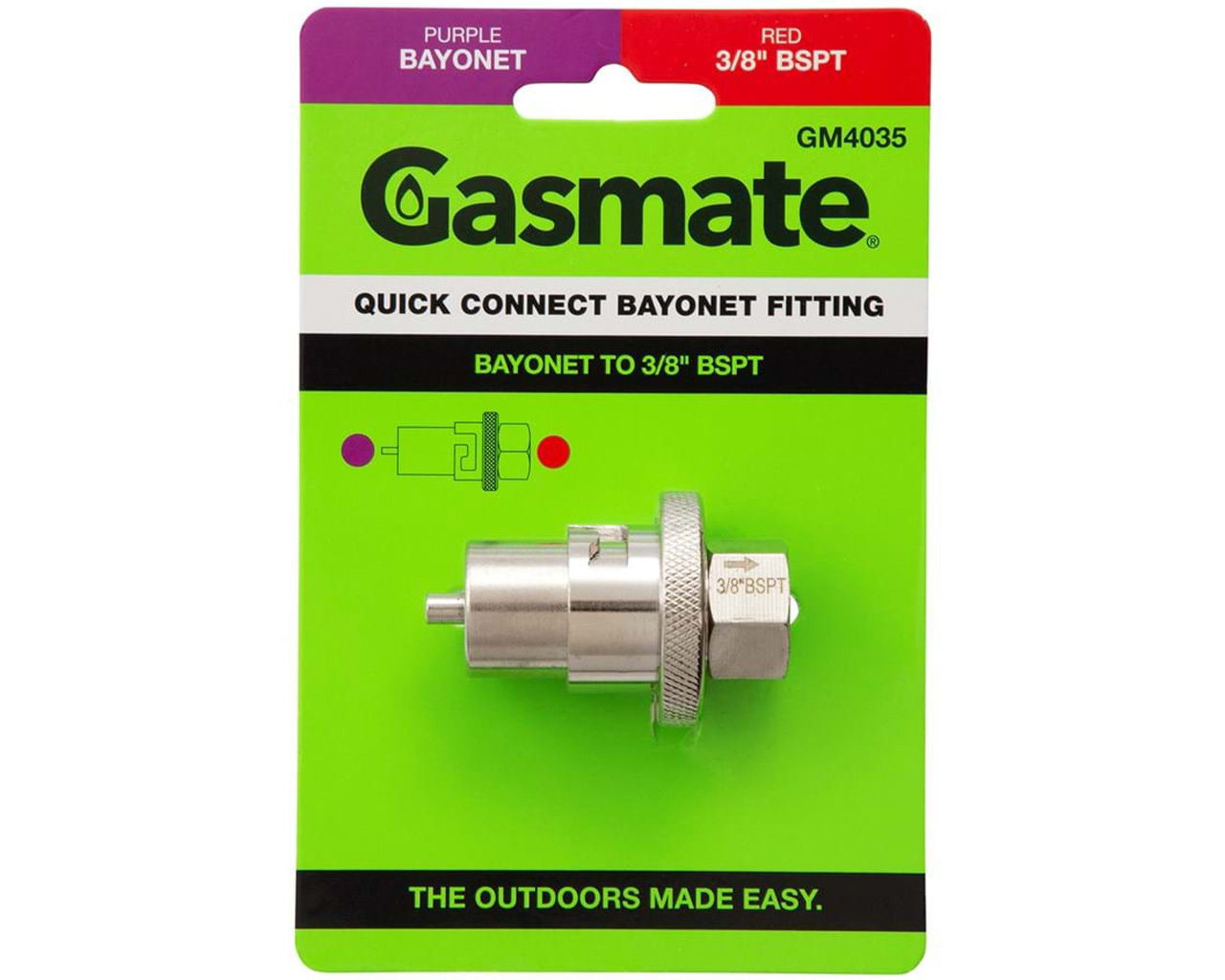 Gasmate Quick Connect Bayonet Fitting - Bayonet to 3/8" BSPT, , hi-res image number null