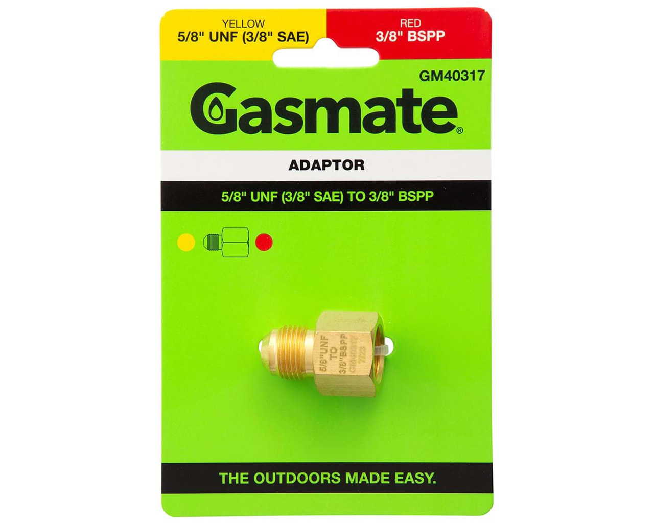 Gasmate Adaptor-  5/8"-18 UNF Male (3/8" SAE) to 3/8"-19 BSPP Female, , hi-res image number null