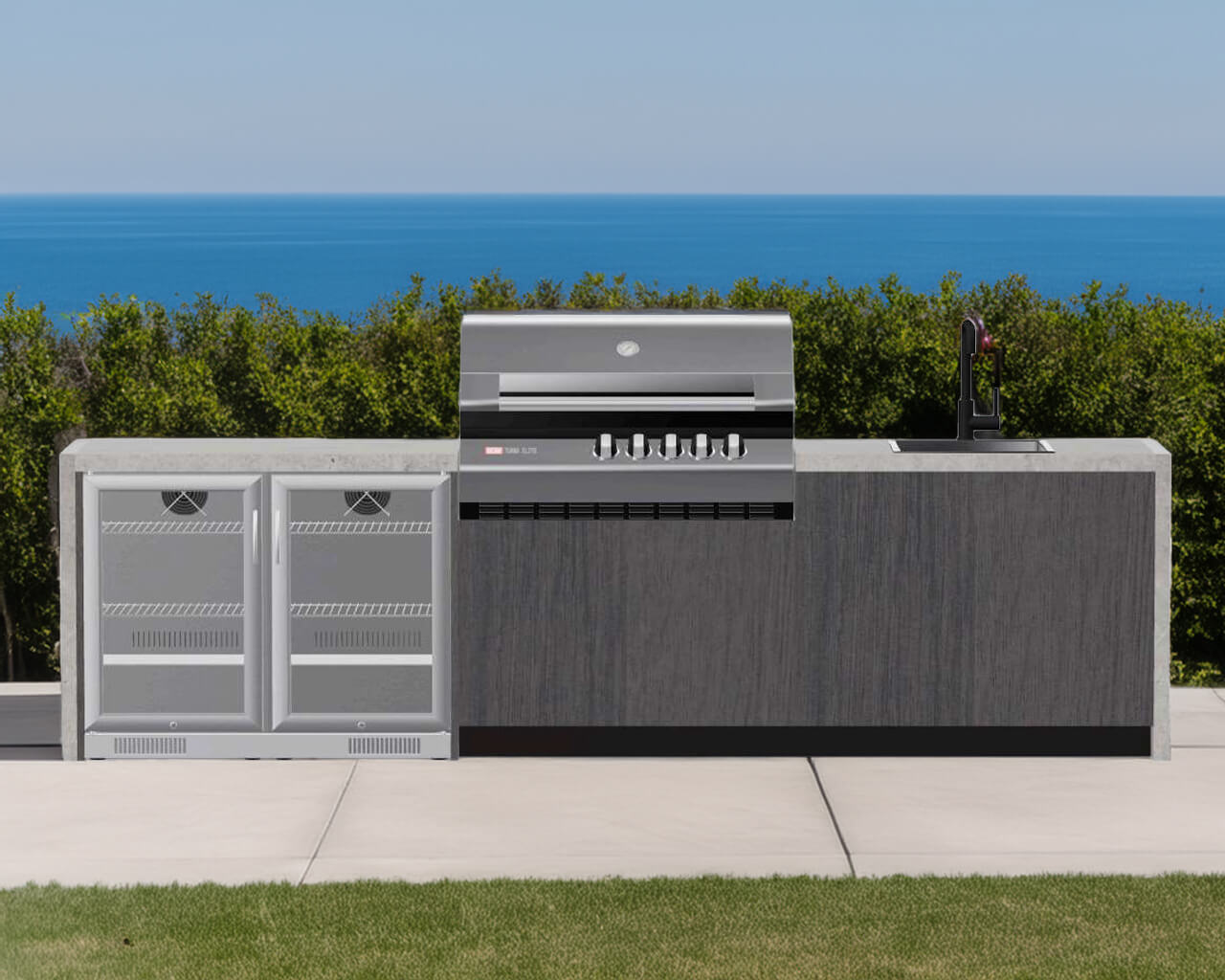 Alfresco Kitchen Co with Ziegler and Brown Turbo Elite 5 Burner Built-In BBQ ,Double Fridge and Double Sink Module, , hi-res image number null