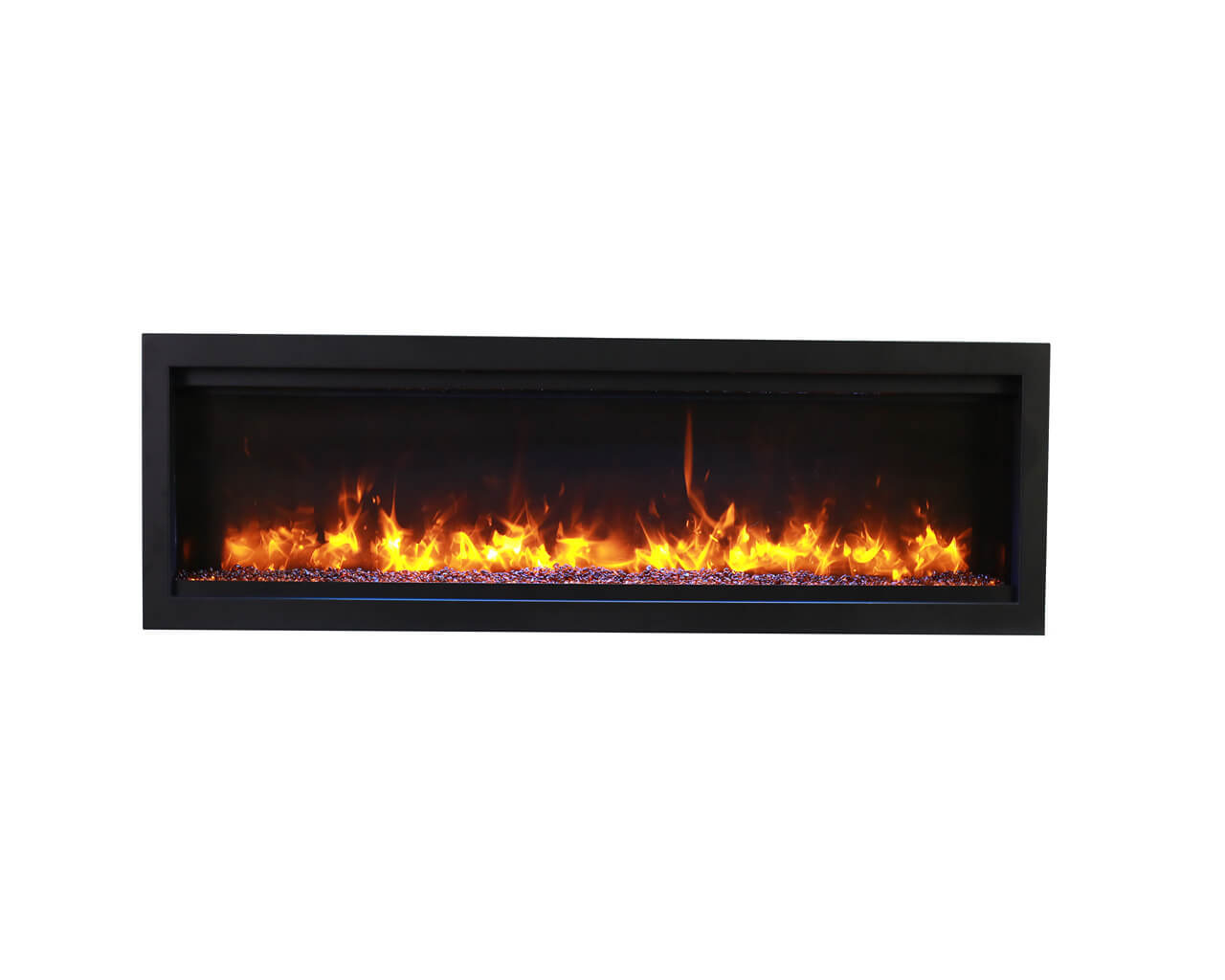 Amantii Smart 74" Clean face Electric Built-in with log and glass, black steel surround, , hi-res image number null