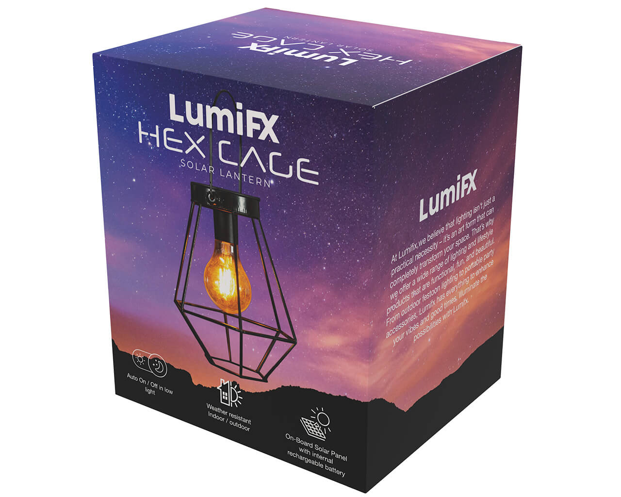 LumiFX Hex Cage Solar Lantern, , hi-res image number null