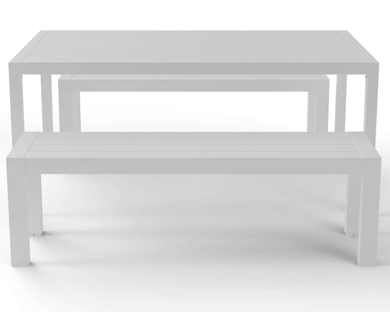 Jette 3 Piece Bench Setting - White, White, hi-res image number null