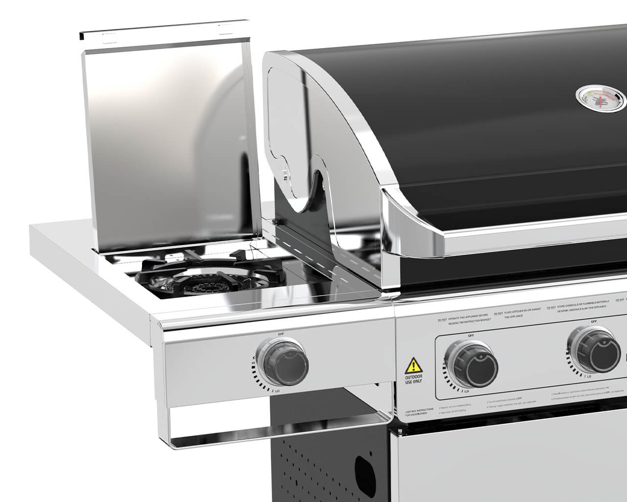 Beefmaster Classic 4 Burner BBQ on Deluxe Cart with Cast Iron Side Burner, , hi-res image number null