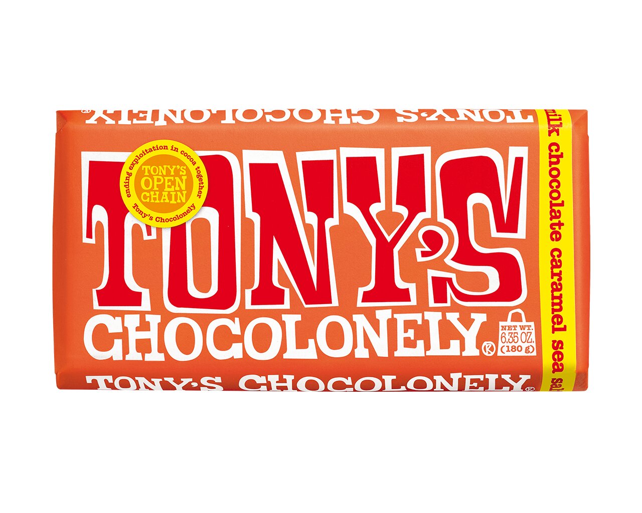 Tony's Chocolonely Milk Chocolate Caramel Sea Salt 180g, , hi-res image number null