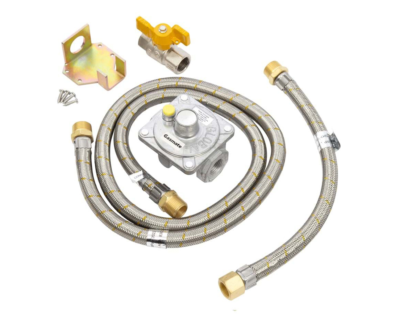 Gasmate Natural Gas High Flow Regulator & Hose Kit with Ball Valve (1/2" BSPT TO 5/8" UNF (3/8" SAE)), , hi-res image number null