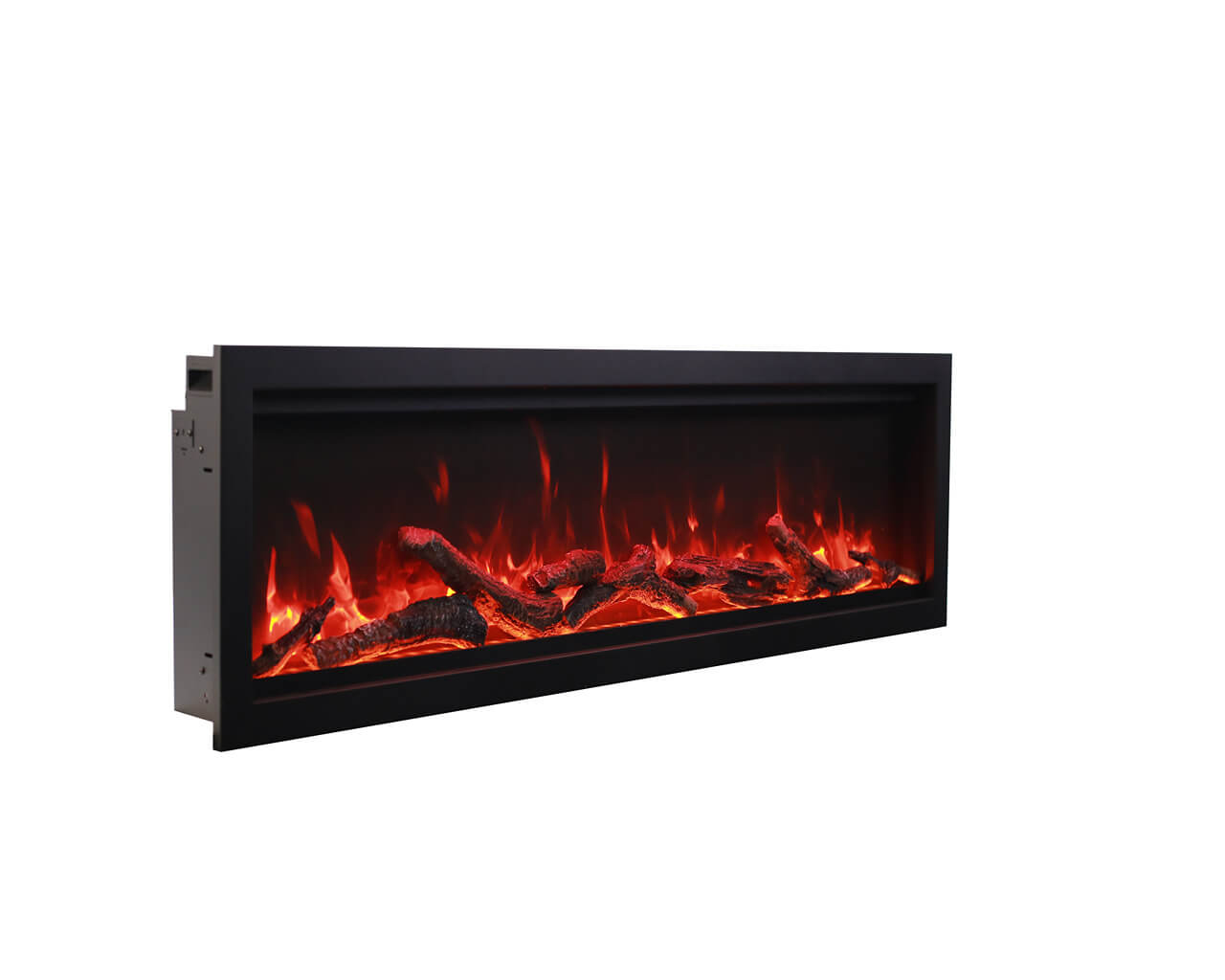 Amantii Smart 60" Clean face Electric Built-in with log and glass, black steel surround, , hi-res image number null