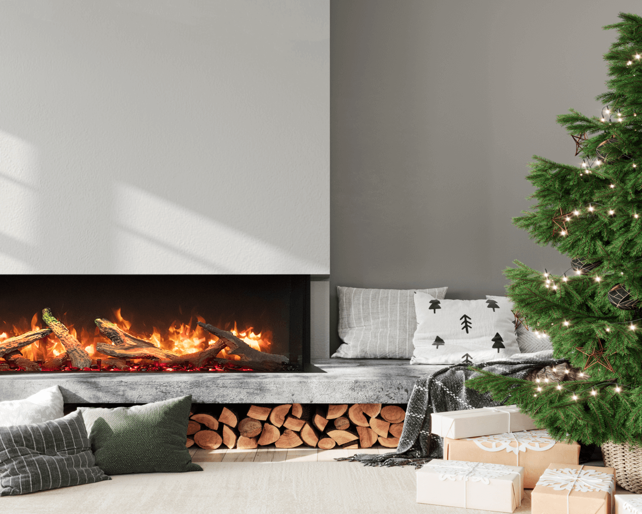 Amantii Smart 60" 3 sided glass electric fireplace Built-in only, , hi-res image number null