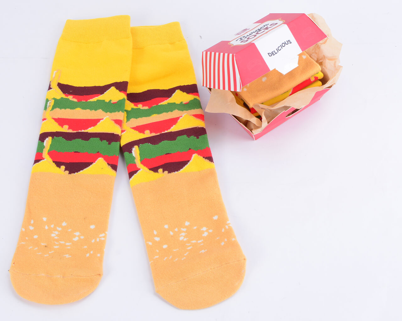 Novelty Burger Socks Box - 1 Pair, , hi-res image number null