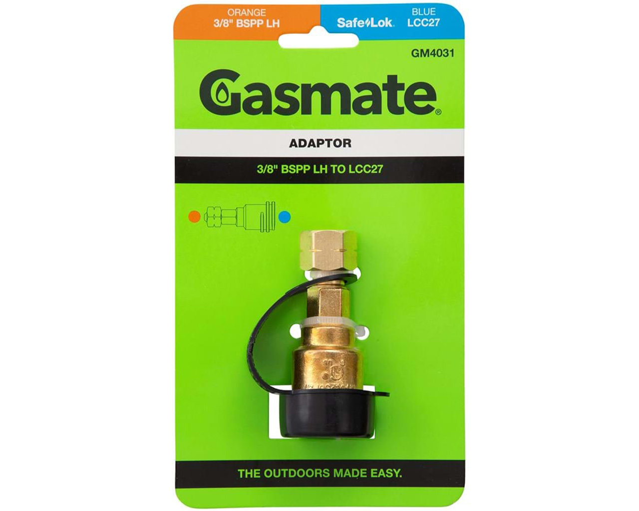 Gasmate Adaptor - 3/8" BSPP LH TO LCC27, , hi-res image number null