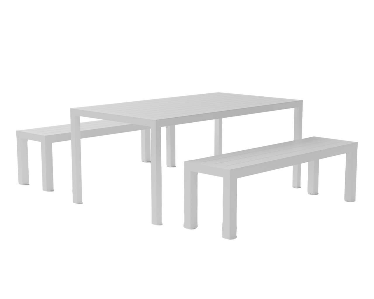 Jette 3 Piece Bench Setting - White, White, hi-res image number null