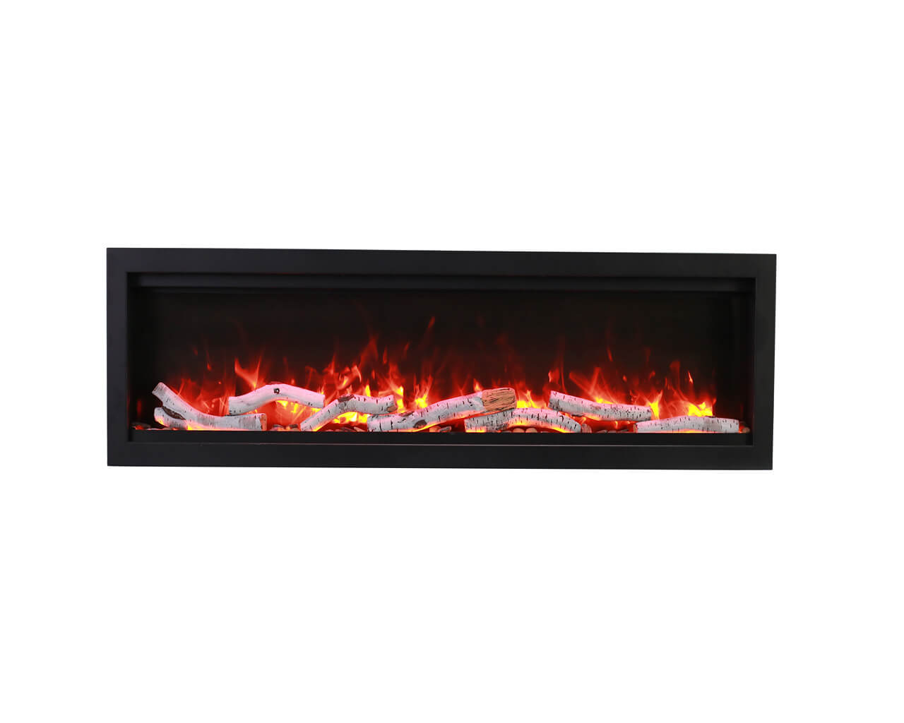 Amantii Smart 100" Clean face Electric Built-in with log and glass, black steel surround, , hi-res image number null