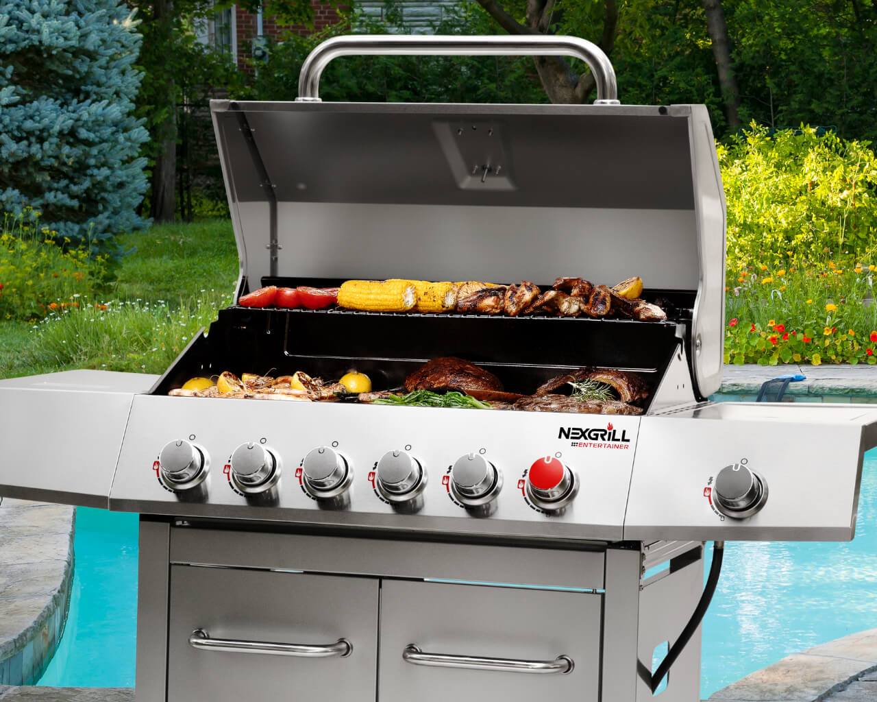 Nexgrill Entertainer 6 Burner BBQ with Sear Zone and Side Burner, , hi-res image number null