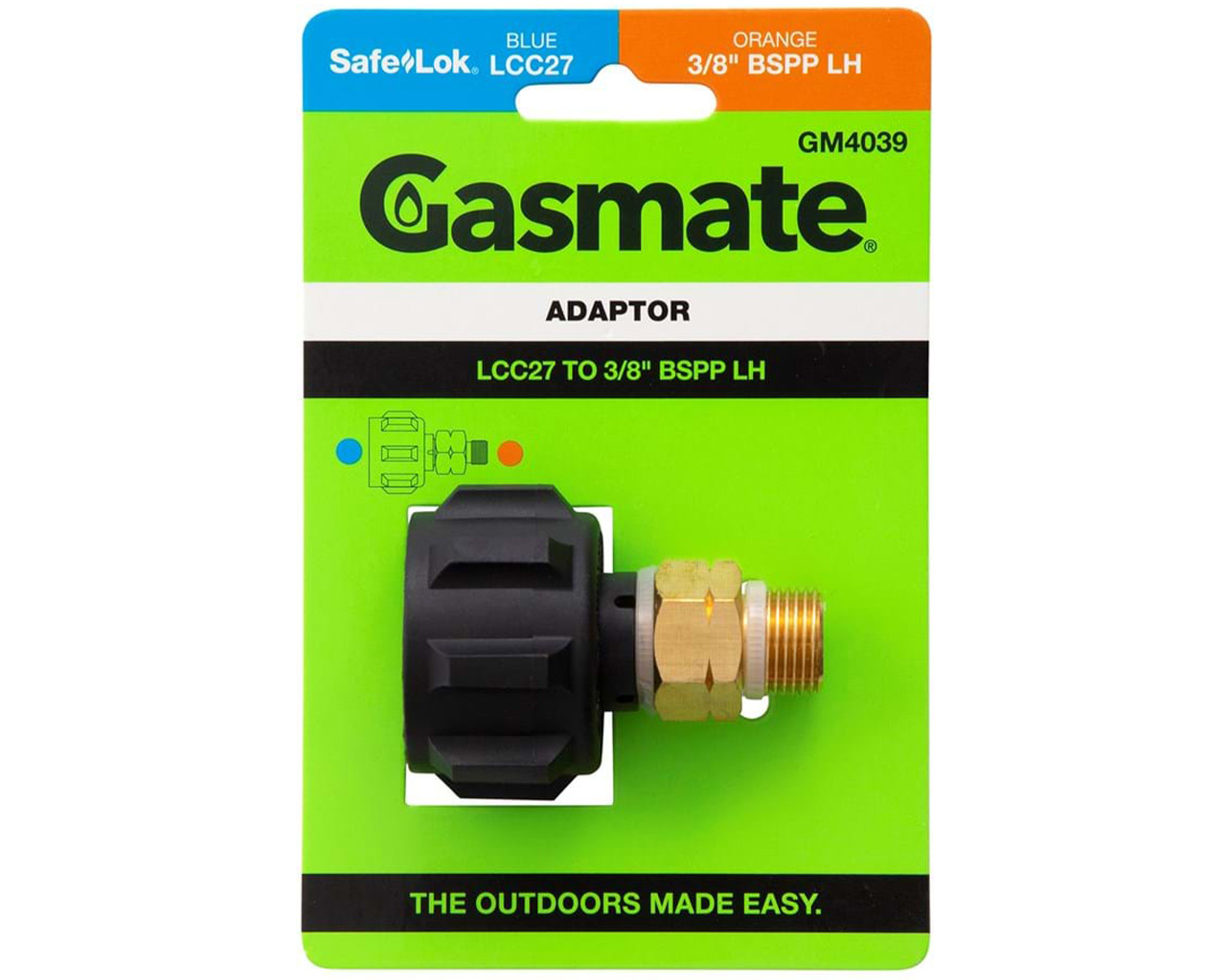 Gasmate Adaptor - LCC27 to 3/8 BSPP-LH, , hi-res image number null