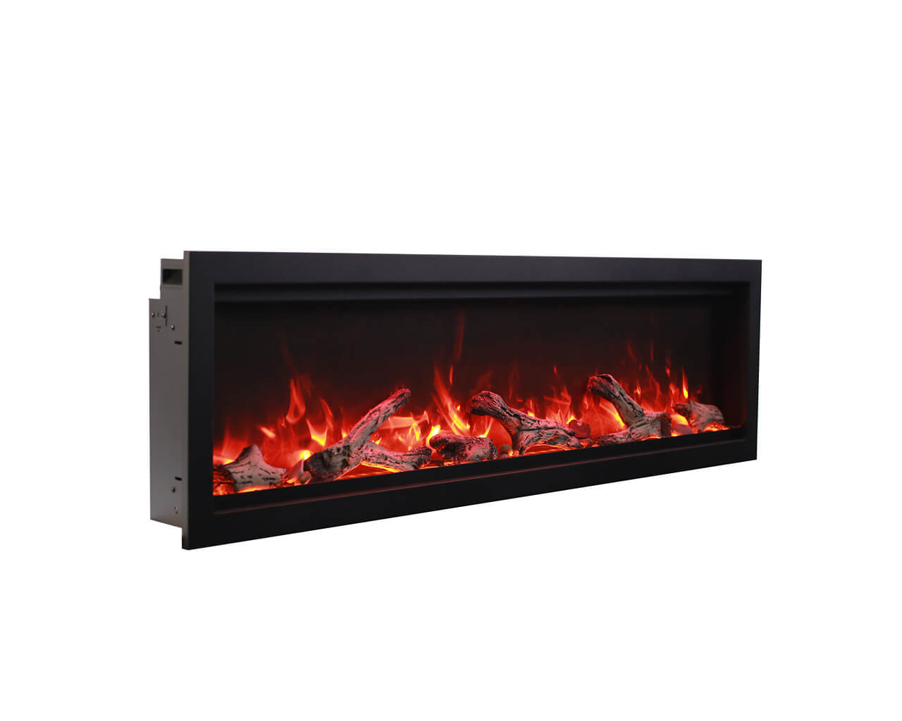 Amantii Smart 100" Clean face Electric Built-in with log and glass, black steel surround, , hi-res image number null