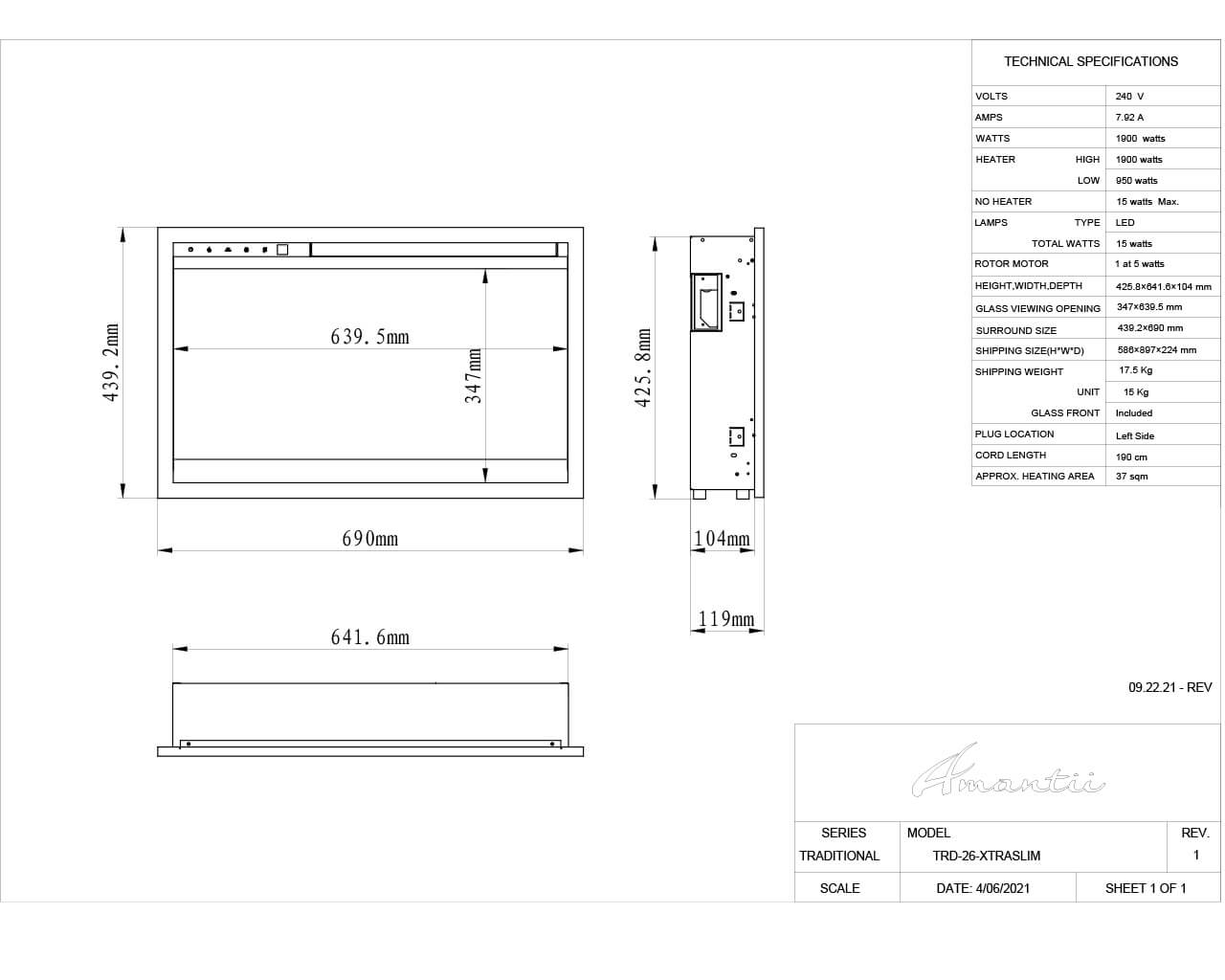 Amantii 26" Extra Slim Featuring a 4" Depth-WiFi-3 Speed Motor-Programable Remote, , hi-res image number null