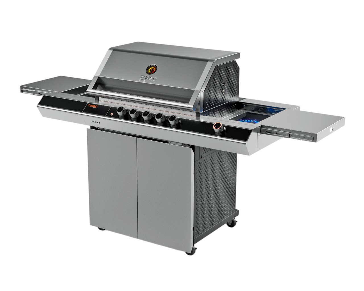 Ziegler & Brown Turbo Q Series Elite 5 Burner BBQ on Cart with Side Burner & Drawer, , hi-res image number null