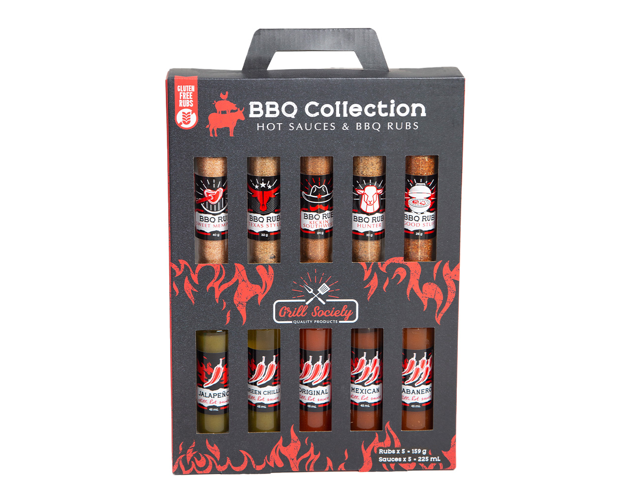 Grill Society 10 Piece BBQ Hot Sauces & BBQ Rubs Collection, , hi-res image number null