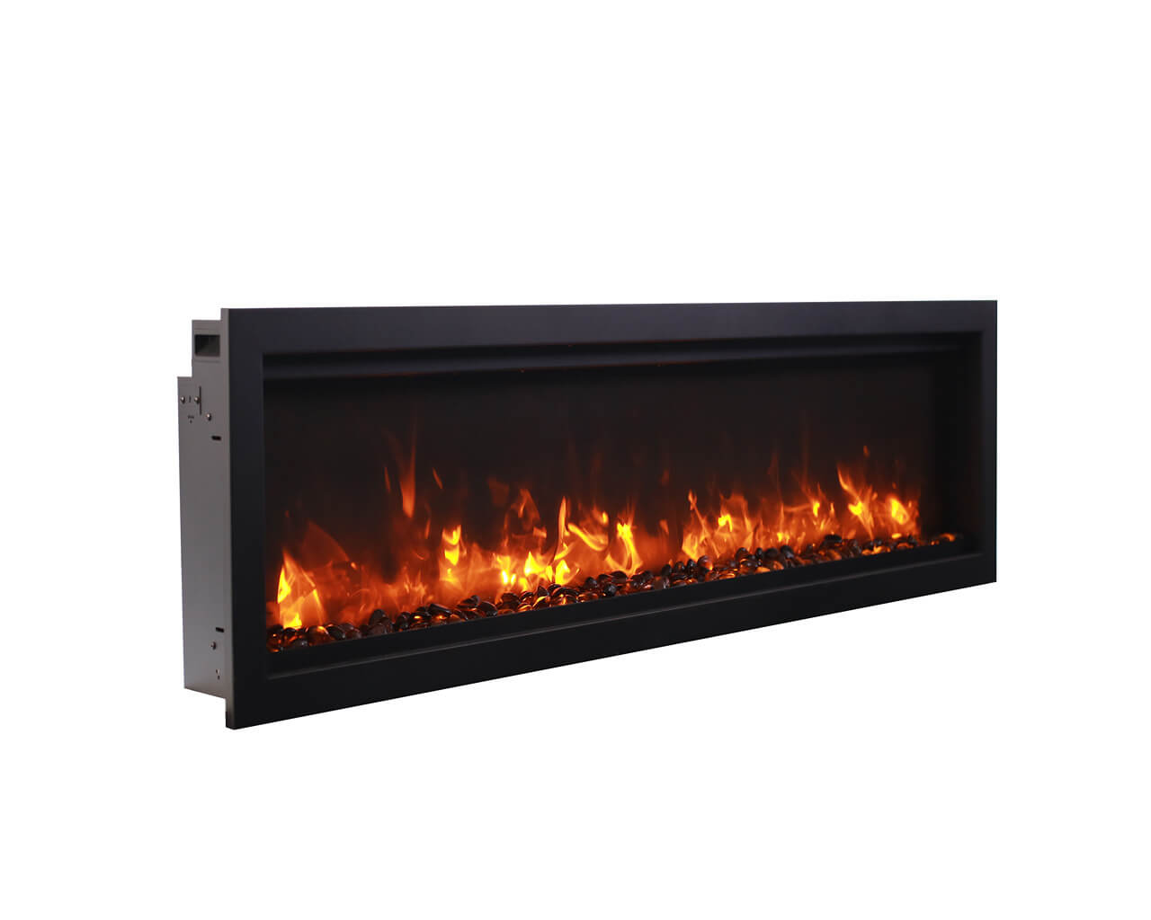 Amantii Smart 74" Clean face Electric Built-in with log and glass, black steel surround, , hi-res image number null