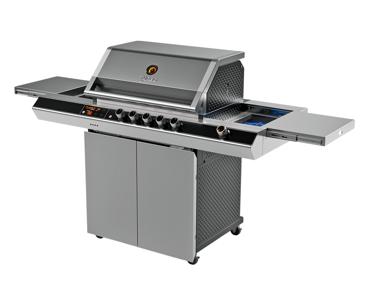 Ziegler & Brown Turbo Q Series Elite 5 Burner BBQ on Cart with Side Burner & Drawer, , hi-res image number null