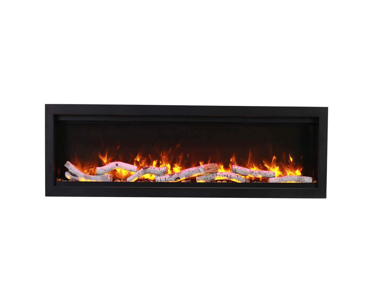 Amantii Smart 60" Clean face Electric Built-in with log and glass, black steel surround, , hi-res image number null