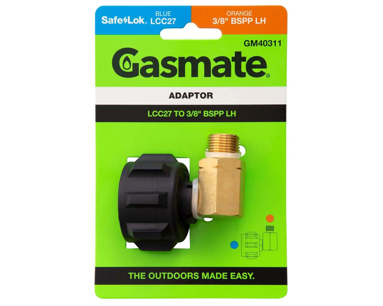 Gasmate 90° Adaptor - LCC27 TO 3/8" BSPP LH, , hi-res image number null